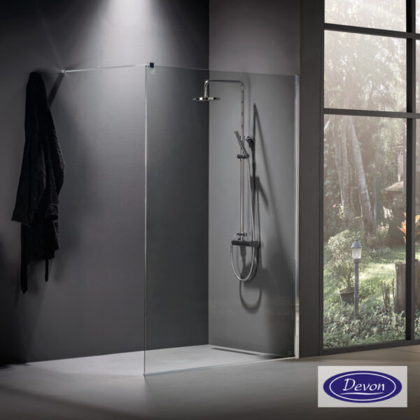 Διαχωριστικό κρύσταλλο ντουζιέρας Walk-in 100 Devon Clean Glass Chrome