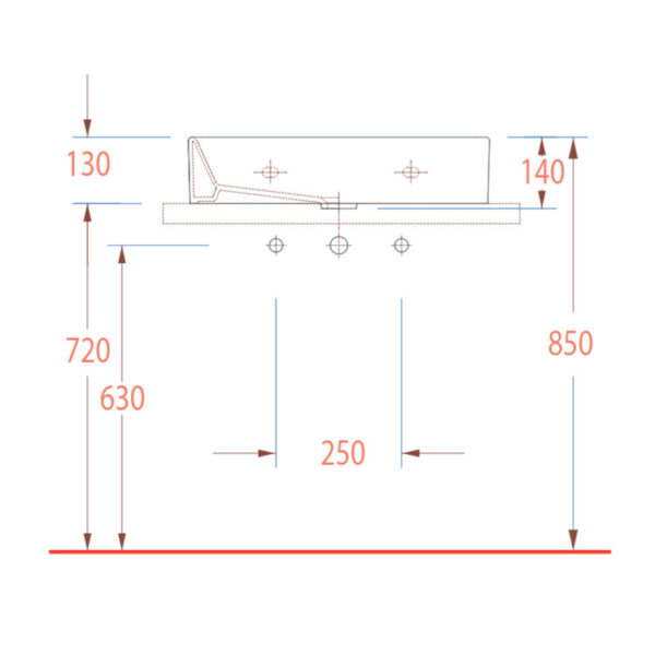 Νιπτήρας Πορσελάνης Tetra 40x35 (1 οπή) SEREL White - Image 4