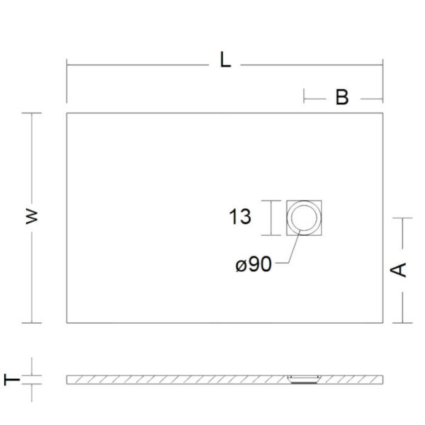 Ντουζιέρα Cast Marble (Χυτό μάρμαρο) με Βαλβίδα Slate 120x80 Sirene Beton Matt - Image 2