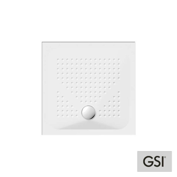 Ντουζιέρα Πορσελάνης Τετράγωνη SLIM 80x80 h.4 antislip Φ90 GSI White