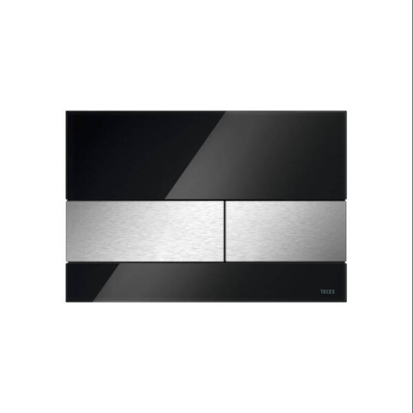 Πλακέτα Square II Γυαλί μαύρο /Μπουτόν ανοξ. χαλ. Brushed anti finger