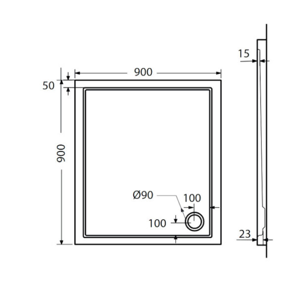 Ντουζιέρα Ακρυλική Τετράγωνη 90x90 extra-flat Sirene White - Image 2