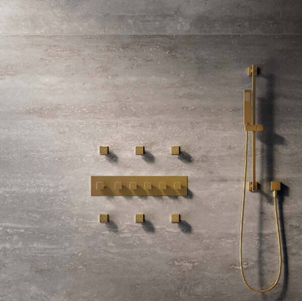 Brass single-jet square articuled side shower-head Chrome - Image 2