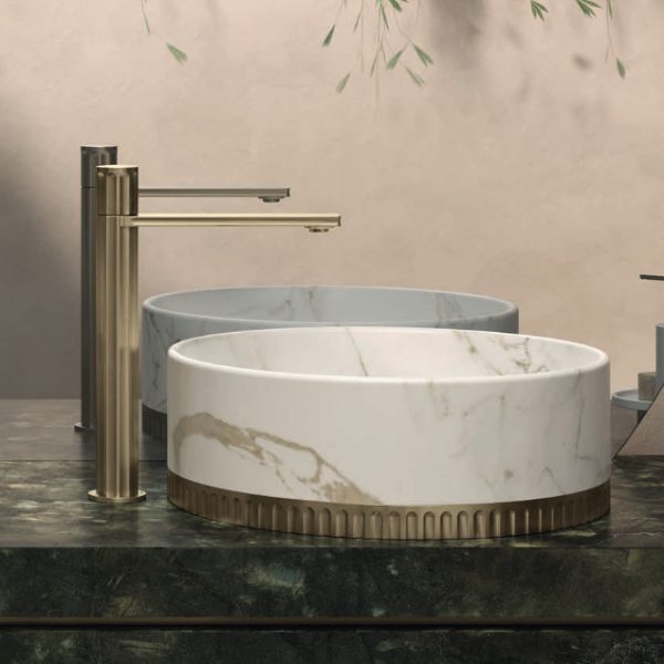 Μπαταρία Νιπτήρος Ψηλή Ionika PVD Brushed pale gold