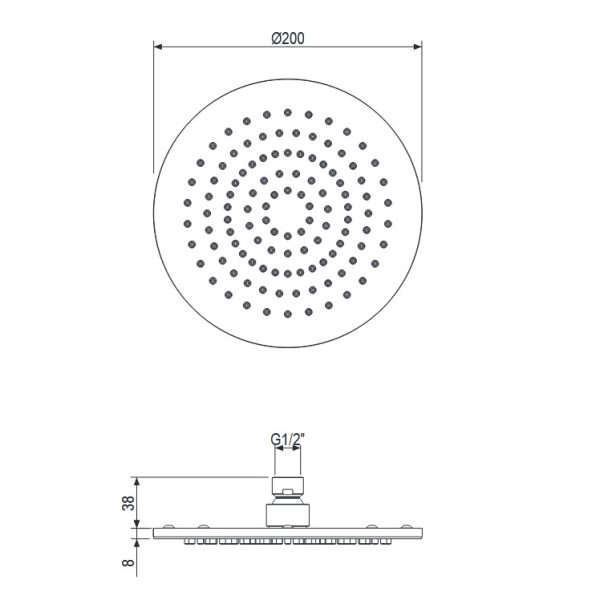 Κεφαλή Ντουζ Ø20cm CAVE Brushed Inox 316L - Image 4