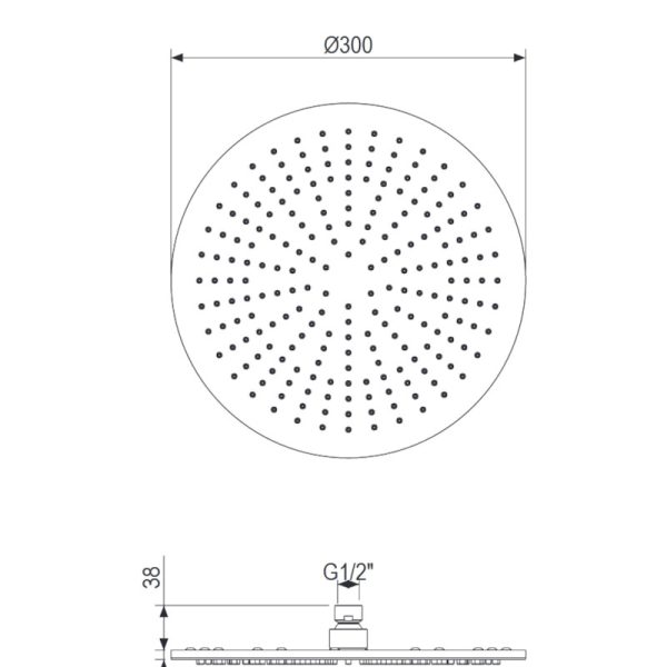 Κεφαλή Ντουζ Ø30cm CAVE Brushed Inox 316L - Image 4