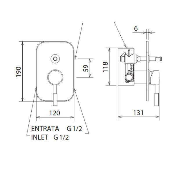2 Outlets Built-in Mixer, Tech La Torre White Matt - Image 2