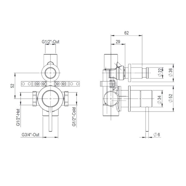 2-way built-in mixer Marley Brushed Inox 316L - Image 4