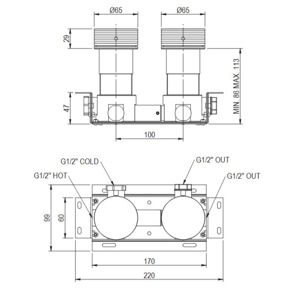 Μίκτης Εντοιχισμού 2 εξόδων O·PLUS Brushed Inox 316L - Image 4