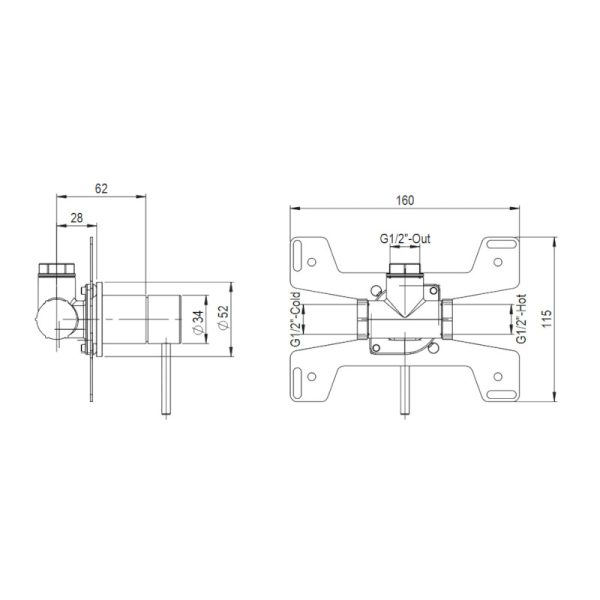 Marley Brushed Inox 316L Built-in Mixer - Image 4