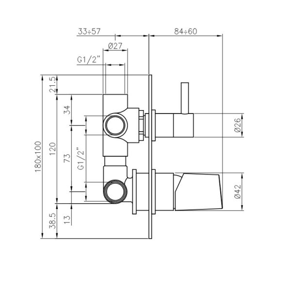 Built-in shower mixer with diverter three outlets Desire Chrome - Image 2
