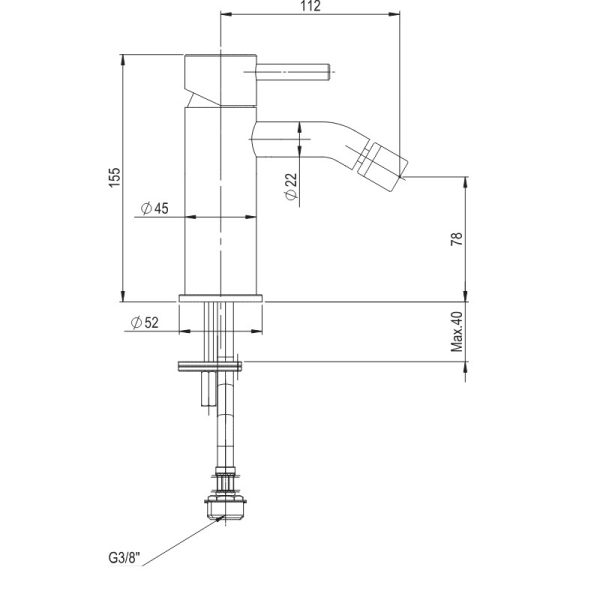 Μπαταρία Μπιντέ CAVE inox316 Brushed Inox - Image 4