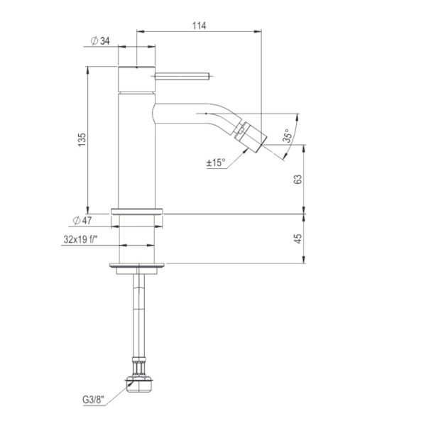 Μπαταρία Μπιντέ Marley Brushed Inox 316L - Image 2