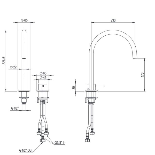 2-hole CAVE inox316 Brushed Inox faucet - Image 4