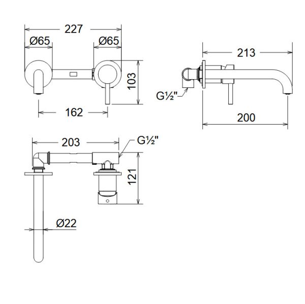 Wall Mounted Basin Mixer Tap Τech La Torre White Matt - Image 2