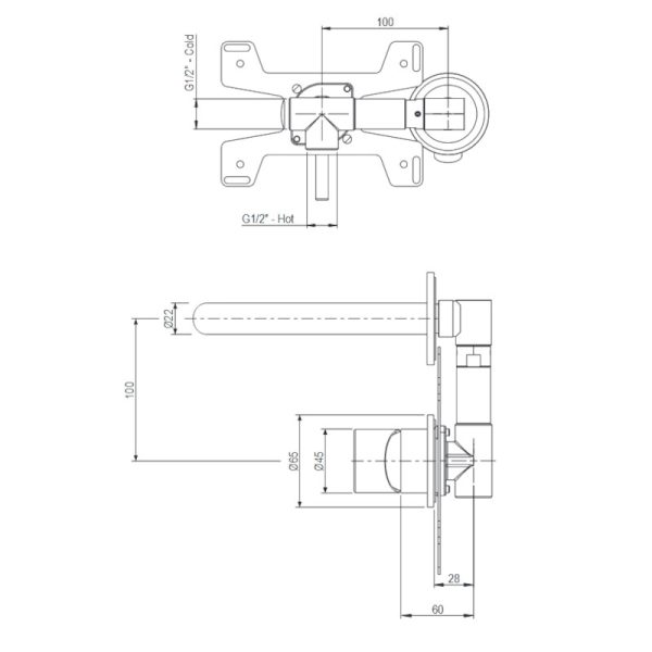 Μπαταρία Νιπτήρος Εντοιχισμού CAVE Inox 316 Brushed Inox - Image 4
