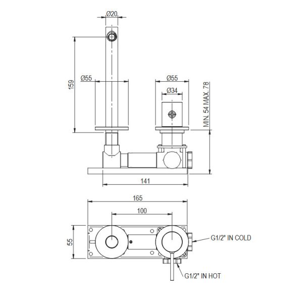 Enigma Built-in Basin Mixer Brushed Inox 316L - Image 4