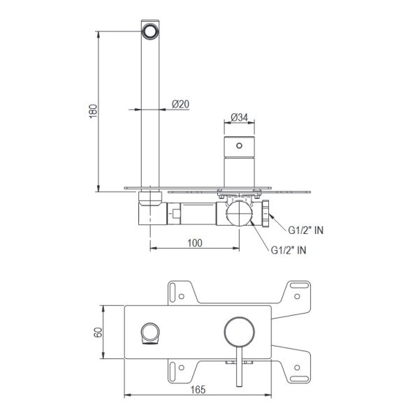 Μπαταρία Νιπτήρος Εντοιχισμού MINI DMB Brushed Inox 316L - Image 4