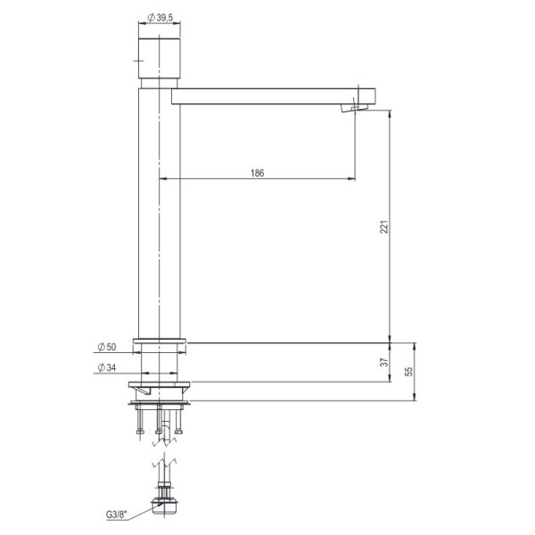 Μπαταρία Νιπτήρος Ψηλή AXIS Brushed Inox 316L - Image 3