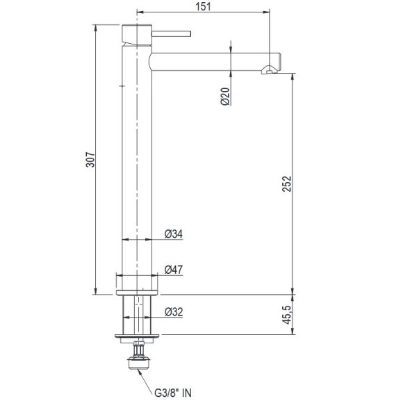 Μπαταρία Νιπτήρος Ψηλή MINI DMB Brushed Inox 316L - Image 4