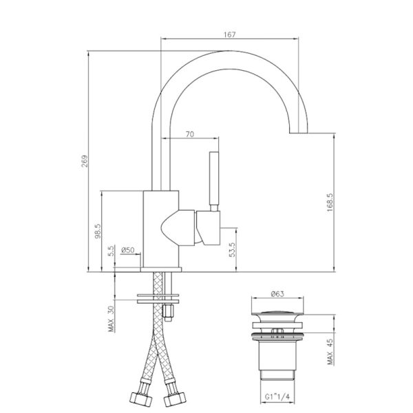 Single lever basin mixer high spout Forma Chrome - Image 3