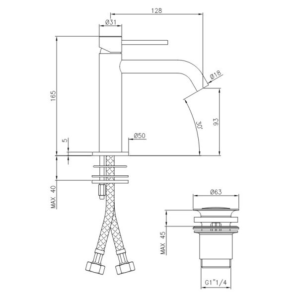 Single lever basin mixer with click-clack outlet New Moda Chrome - Image 3