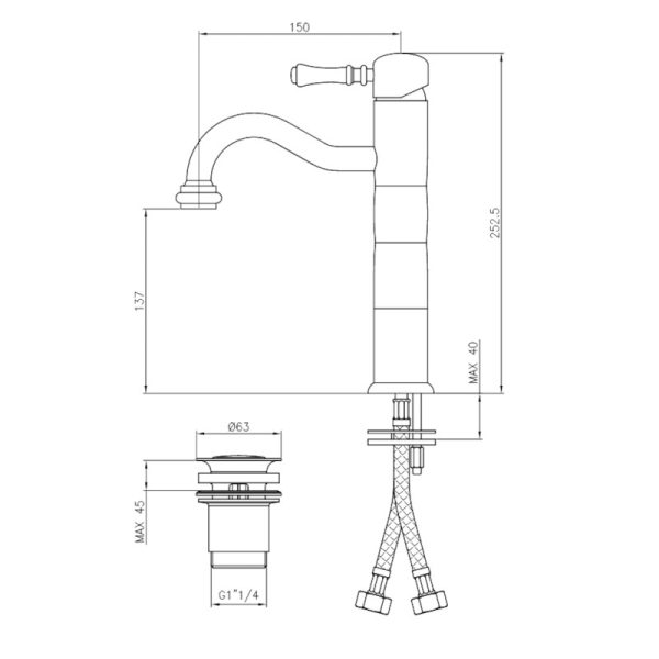 Single lever medium basin mixer Chrome Dali - Image 3