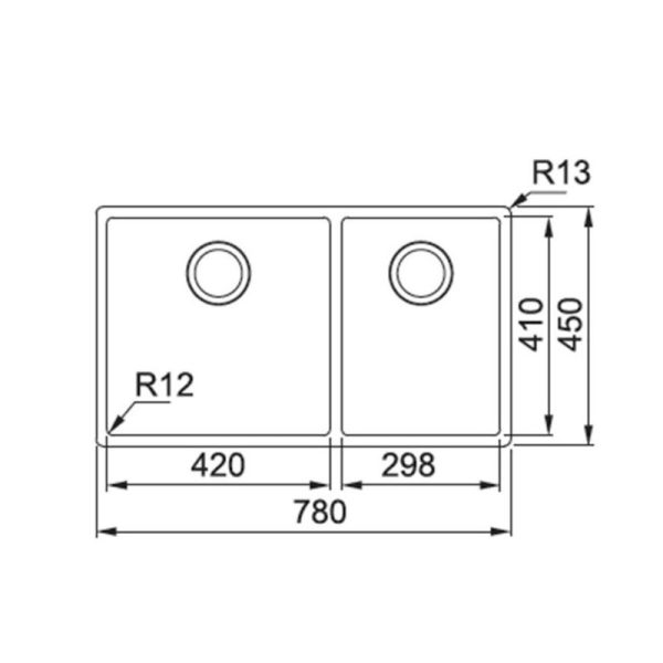 Square Sink BXX 220-42-30 (78x45) Inox Franke - Image 2