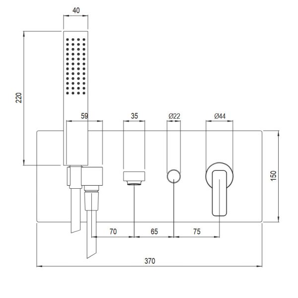 Σετ Μπαταρία Λουτρού EXO Brushed Inox 316L - Image 4