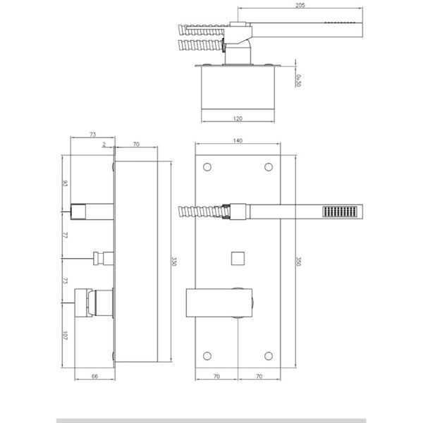 Built-in shower mixer with diverter and shower kit  Chrome Kiki - Image 3