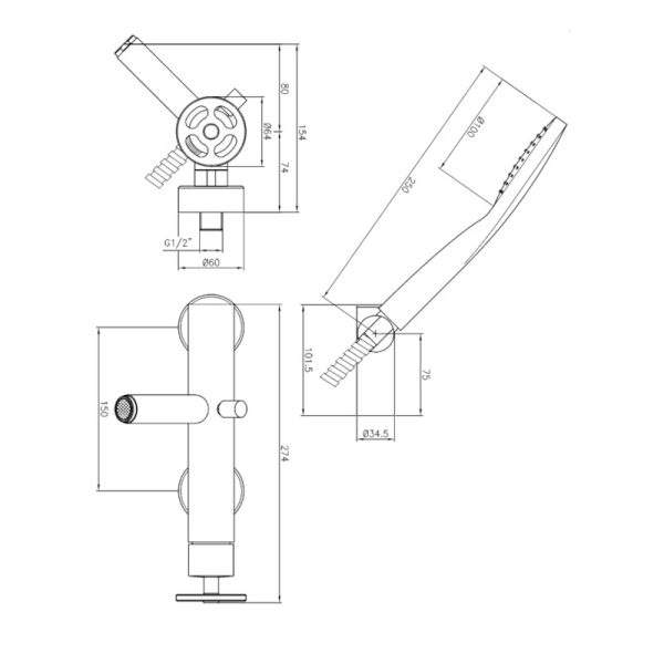 Single lever bath mixer with shower kit Sombrero Chrome - Image 7