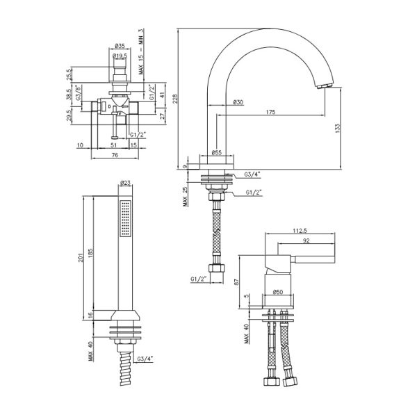 Bathroom Faucet Set Forma Chrome - Image 2