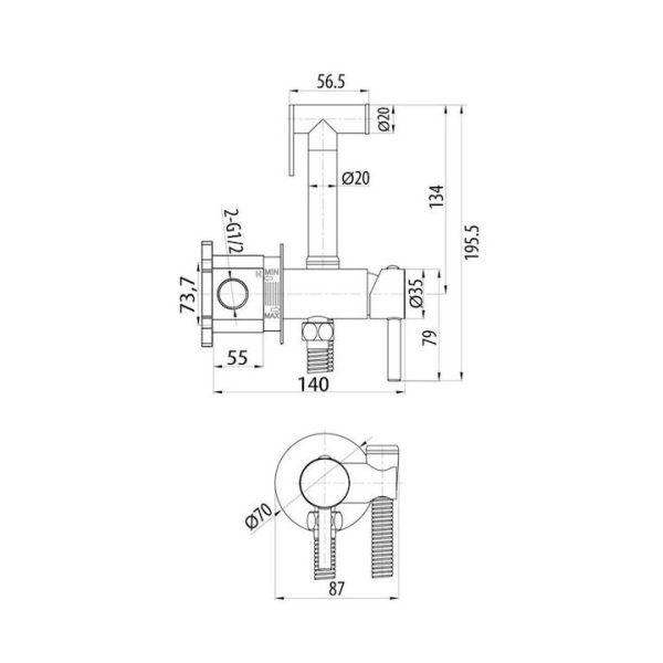 MINIMAL Bidet Set (hot-cold mixing) Chrome - Image 2