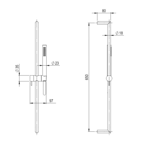 Σετ Ράγα Ντουζ συρόμενη με ντουζάκι CAVE Brushed Inox 316L - Image 4