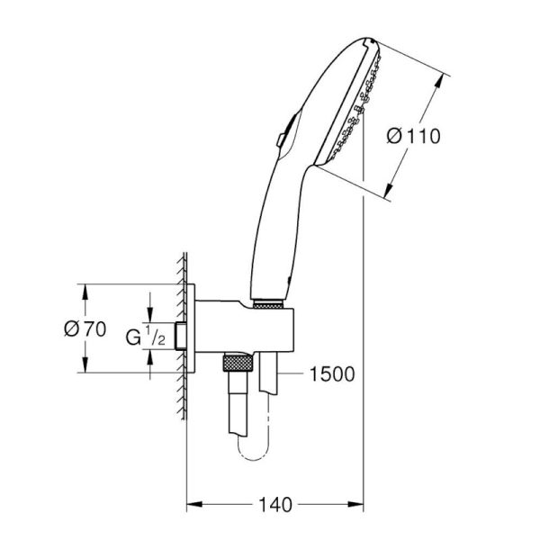 2-flow Telephone Spiral Set (brackets) TEMPESTA 110 Chrome Grohe - Image 2