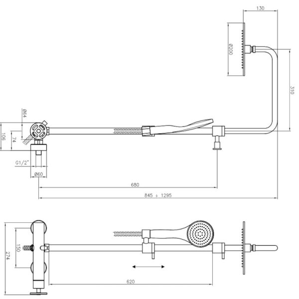 Column shower with external shower mixer Chrome Sombrero - Image 7