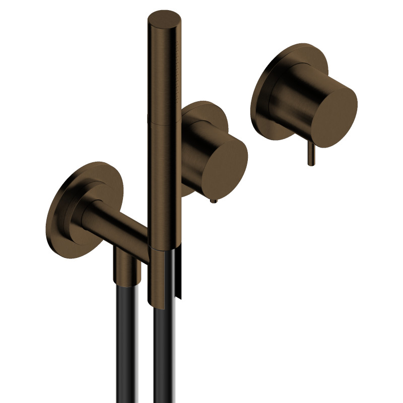 Shower set with two outlets and hand shower Brushed Inox 316L ENIGMA - Image 4