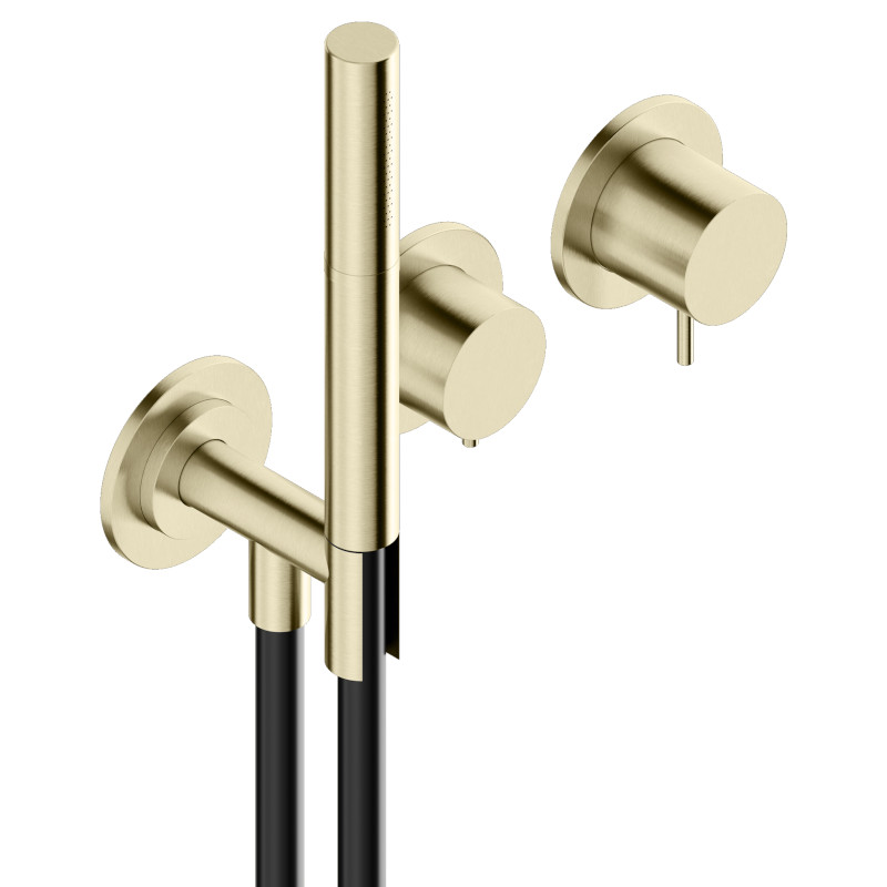 Shower set with two outlets and hand shower Brushed Inox 316L ENIGMA - Image 2