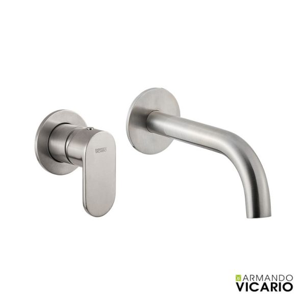 Armando Vicario Slim Inox Matt Wall Mounted Basin Mixer