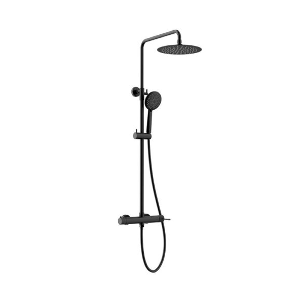 Shower column with round head Ø250 Terra Black Matt