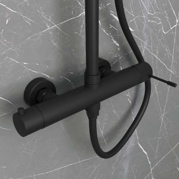 Shower column with round head Ø250 Terra Black Matt - Image 2