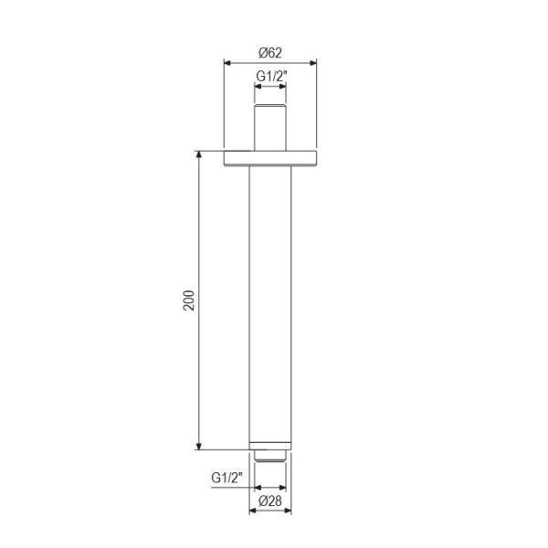 Βραχίονας Οροφής 20cm Axis Brushed Inox 316L - Image 2