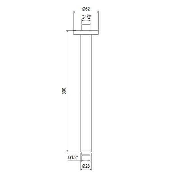 Βραχίονας Οροφής 30cm Axis Brushed Inox 316L - Image 2