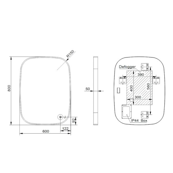Καθρέπτης Μπάνιου FIZ 60x80 Luminor Black Brushed - Image 5