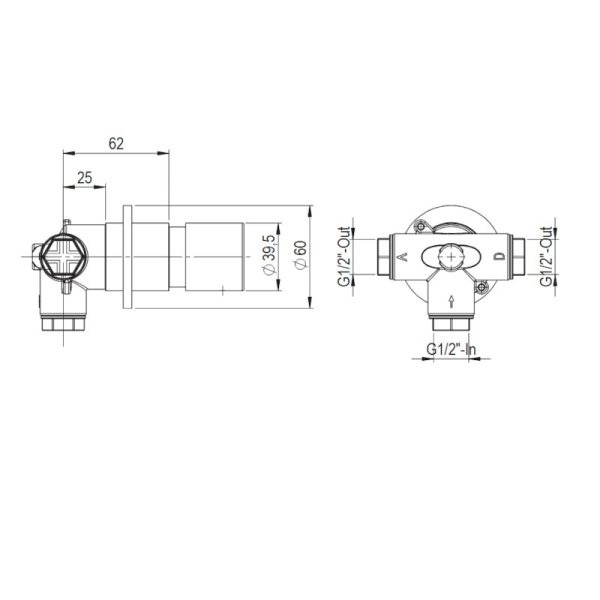 Μίκτης Εντοιχισμού δύο εξόδων Brushed Inox 316L Axis - Image 2