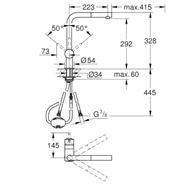 Μπαταρία νεροχύτη μονού μοχλού Minta Chrome GROHE - Image 2