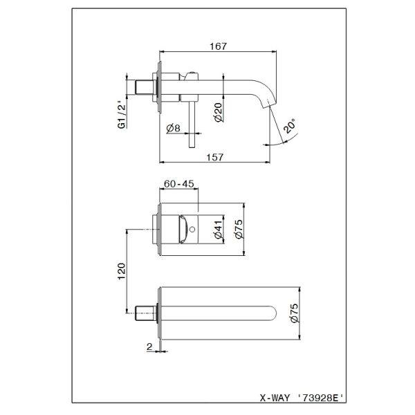 Built-in Chrome Basin Mixer X-WAY - Image 2