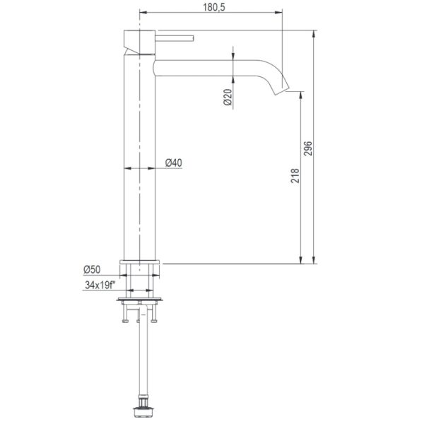 Μπαταρία Νιπτήρος Ψηλή Smith Brushed Inox 316L - Image 3