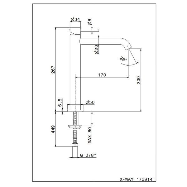 Medium Chrome X-WAY Basin Mixer Tap - Image 2