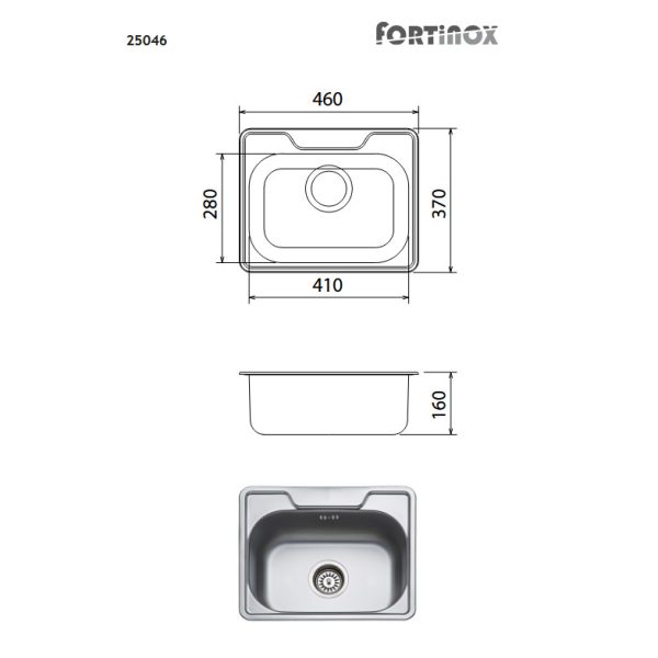 Νεροχύτης Κουζίνας VALLEY FORTINOX 46x37 Inox - Image 2